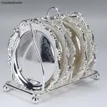 Metal Storage Tray Fruit Salad Dessert Cake Tray Gold Dinner Plate Dish Dinnerware Coffee Tea Cup Anti-Hot Pad 2/4PCS