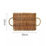 Bread Round Basket with Handle Fruit Storage Dessert Wicker Serving Tray Rattan Storage Tray Hand-Woven Handmade Square Basket