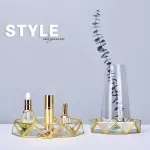 Multi-Function Geometric Round Glass Jewelry Cake Dessert Plate Nordic Western Storage Tray