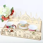 Wooden Eid Mubarak Islamic Ramadan Celebrate Decor Dessert Plate Food Organizer Tray Muslim Party Festival Luxury Classic Tay