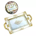 Antique Decorative Mirror Vanity Makeup Tray Perfume Jewlery Organization for Dresser Gold