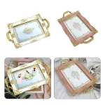Antique Decorative Mirror Vanity Makeup Tray Perfume Jewlery Organization for Dresser Gold