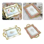Antique Decorative Mirror Vanity Makeup Tray Perfume Jewlery Organization for Dresser Gold