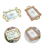 Antique Decorative Mirror Vanity Makeup Tray Perfume Jewlery Organization for Dresser Gold