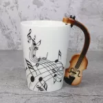 Ceramic Music Travel Mug Musician Creative Coffee Mugs Chinese Bone For Piano Drum Guitar Violin Trumpet Harp Lover Teacher