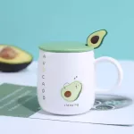 21 Colors Coffee Cups Mugs Set Ceramic Creative Avocado Heat-Resistant Mug Cartoon With Lid 450ml Office Home Drinkware