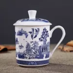 Jingdezhen Bone China Ceramic Large Cups With Cover Drinkware Porcelain Mug Meeting Office Mug About 500ml