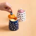 Ceramic Seasoning Pot Kitchen Dustproof Salt Pepper Spice Box Restaurant Jar HouseHold Storage Sugar Cruet Container