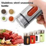 Stainless Steel Seasoning Jars Glass Spreading Bottle Barbe Seasoning Pepper Bottle Toothpick Holder Salt Shaker