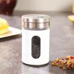 Stainless Steel Seasoning Jars Glass Spreading Bottle Barbe Seasoning Pepper Bottle Toothpick Holder Salt Shaker