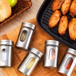 Stainless Steel Seasoning Jars Glass Spreading Bottle Barbe Seasoning Pepper Bottle Toothpick Holder Salt Shaker