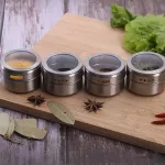 1PCS Spice Jars Set 6.5*4.5cm Stainless Steel Salt and Pepper Shakers Spice Rack Seasoning Box Condiment Container