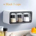 Wall Mount Spice Rack Organizer Sugar Bowl Salt Shaker Seasoning Container Spice Boxes With Spoons Kitchen Supplies Storage Set