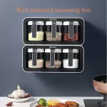 Wall Mount Spice Rack Organizer Sugar Bowl Salt Shaker Seasoning Container Spices with Spoons Kitchen Supplies Storage Set