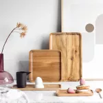 Handmade Wood Lovesickness Wood Rectangular Oval Solid Wood Pan Fruit Dishes Saucer Tea Dinner Plate Tableware