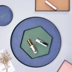 Nordic Iron Round Storage Tray Creative Geometric Leather Metal Decorative TrayS Multifunction Sundries Jewelry Display Play