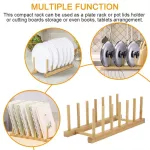 Kitchen Dish Drain Rack Dinnerware Storage Organization Drying Shelf Wooden Book Cups Display Stand Drainer Holder