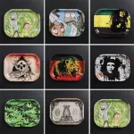 18*14cm Metal Tobacco Rolling Tray Women Cigarette Joint Smoking Dish Tin Tobacco Storage Plate Small Rolling Container Tay