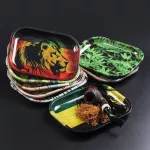 18*14cm Metal Tobacco Rolling Tray Women Cigarette Joint Smoking Dish Tin Tobacco Storage Plate Small Rolling Container Tay