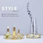 European Glass Metal Storage Golden Oval Fruit Plate Desk Small Items Jewelry Display Tray Cosmetic Jewelry Storage