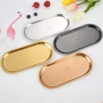 Nordic Style Oval Jewelry Storage Serving Tray Platter Stainless Steel Snack Tray Metal Storage Gold Decoration Home Organizer