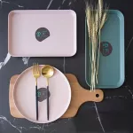 Nordic Geometric Storage Tray Tea Breakfast Bread Tray Cake Fruit Plate Tray Decor Jewelry Display Home Organizer Serving Tay