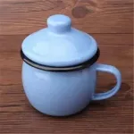 Extra Thick Double-Material Enamel Children's Cup Cute Fat Tea Cup Color Enamel Mouth Cup Cup Cup Cup Coffee Mug with Lid