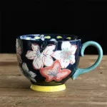 Creative Ceramic Hand-Painted Relief Breakfast Milk Coffee Cup Kitchen Drinkware Porcelain Water Mug Large Capacity Coffee Mug