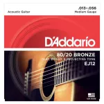 D'Addario® สายกีตาร์โปร่ง เบอร์ 13 แบบ 80/20 Bronze ของแท้ 100% รุ่น EJ12 Medium, 13-56 ** Made in USA **