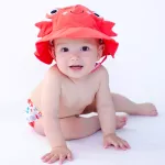 Swimming trunks And UV hat, cute crab pattern