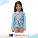 Piping Hot เสื้อว่ายน้ำเด็กเล็ก หญิง แขนยาวมีซิปหน้า กันรังสียูวี UPF50 สี PARADISE SURF Piping Hot แบรนด์ชั้นนำจากออสเตรเลีย