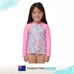 Piping Hot เซตชุดว่ายน้ำแขนยาวเด็กเล็ก หญิง มีซิปหน้า กันรังสียูวี UPF50 สี RAINBOW TIE DYE Piping Hot แบรนด์ชั้นนำจากออสเตรเลีย