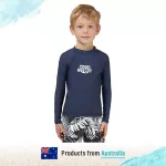 Piping Hot เสื้อว่ายน้ำเด็กเล็ก ชาย แขนยาวมีซิปหน้า กันรังสียูวี UPF50 สี NAVY Piping Hot แบรนด์ชั้นนำจากออสเตรเลีย