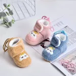 Children's feet 1 year, 2 years, babies plus velvet, spring and autumn, cotton shoes below soft shoes