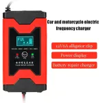 Mengshilai Motor Vehicle Battery Charger, 12V6A alligator clip, Power display, Long battery life 09
