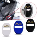 Car Door Lock Protective Cover Metal High-Gloss Chrome Decoration Black Blue Silver for A3 A3 A4 A4 A7 A8 Car Accessories