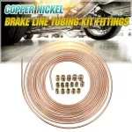 25 Ft Copper Nickel 3/16'' Od Copper Nickel Roll Coil Brake Pipe Hose Line Tubing Kit With 15 Pcs Tube Nuts