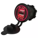 2 In 1 Dual Usb Car Cigarette Lighter Socket Charger Power Adapter Red Led Digital Voltmeter Waterproof Base