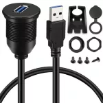 Single Port USB 3.0 Male to FeMale Aux Car Mount Flush Cable Waterproof Extension for Car Truck Boat Motorcycle Dashboard Panel