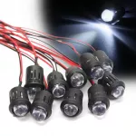 OTOLAMPARA 10 pieces, 12 volts, 10 mm, pre-wire, fixed Ultra Bright Water Clear, Pre-Wired LED lamp