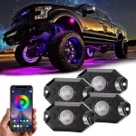 OTOLAMPARA 4 pieces Underglow Car Neon LED RGB Underbody Light Decorate the Light Lighting Lamp for ATV UTV SUV OFFRAD