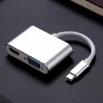 Type-C HDMI + VGA สองในหนึ่งเดียวแปลงสำหรับโน๊ตบุ๊คแอปเปิ้ลหัวเว่ยสายเคเบิลออกหน้าจอแบบ dual