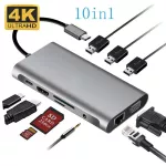 Usb Type C Hub Type-C To Hdmi 4 Vga Adapter Rj45 Lan Ethernet Sd Tf Usb-C 3.0 3.5mm Jac Audio For Macbo Pro/air