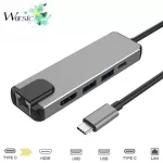 WOCSIC TYPE C USB C Hub USB to Gigabit Ethernet RJ45 LAN HDMI USB Adapter for MacBook Pro 3 USB-C Charging P18