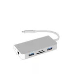 แท่นวาง Type-C 6 in 1 ถึง USB3.0 HUB + เครื่องอ่านการ์ด + การชาร์จ PD + การ์ดเครือข่าย Gigabit RJ45