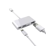 เหมาะสำหรับแอปเปิ้ล 4-in-1 เครื่องอ่านบัตร iPad ใหม่ฟ้าผ่าบัตรมัลติฟังก์ชั่อ่าน TF / SD / USB