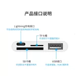 เหมาะสำหรับแอปเปิ้ล 4-in-1 เครื่องอ่านบัตร iPad ใหม่ฟ้าผ่าบัตรมัลติฟังก์ชั่อ่าน TF / SD / USB