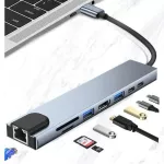 Ready to deliver 8-in-1 adapter hub card, USB Type-C Hub 4K HDMI RJ45 USB SD/TF PD, fast charge for MacBook Air PC.