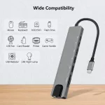 พร้อมส่ง  8-in-1 อะแดปเตอร์ฮับการ์ดรีดเดอร์ USB Type-C Hub 4K HDMI RJ45 USB SD/TF PD ชาร์จเร็ว สำหรับ MacBook Air Pro PC