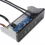 5.25" Cd-Rom Drive Bay Front Panel 7 Ports Hub 4-Port Usb 2.0 Hub 2-Port Usb 3.0 Hub 1-Port Fast Charging For Des Pc Case